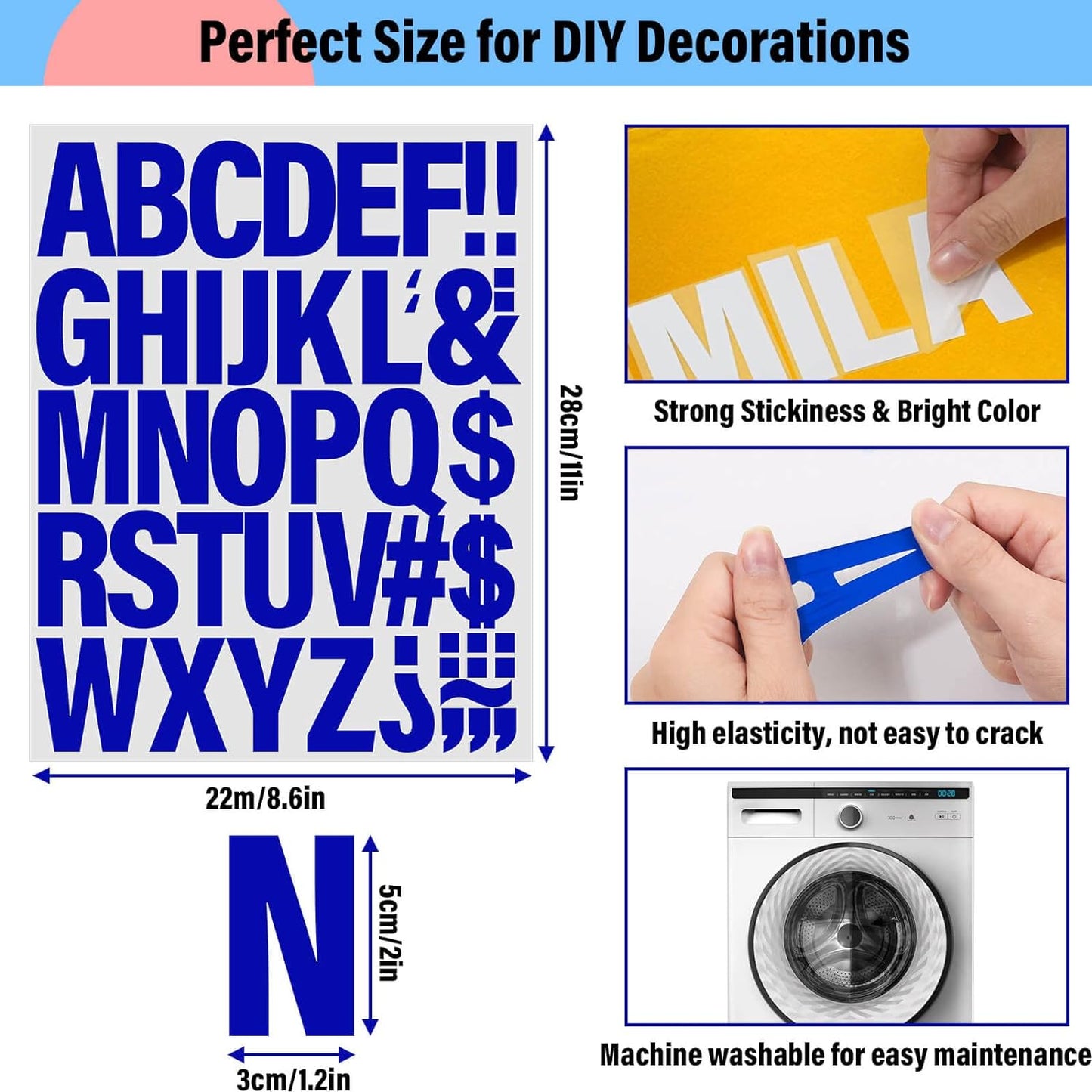 Iron-On Letter Stickers — 40 Sheets 1760 Pieces A-Z PU Alphabet for T-Shirts, Fabric & DIY Crafts